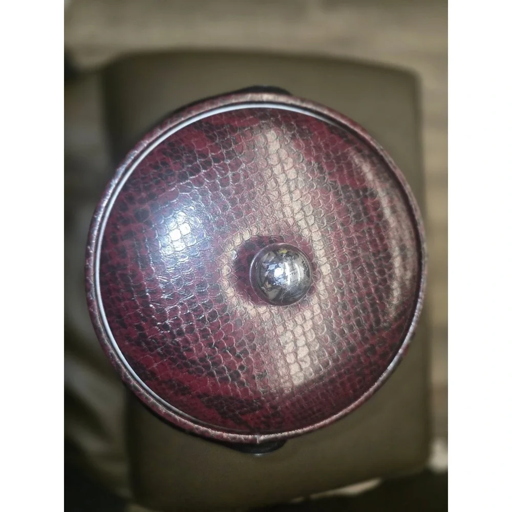 Vintage Georges Briard Burgundy Faux Snake Skin Leather Insulated Lid Ice Bucket